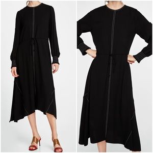 Zara Dress with Contrasting Topstitching